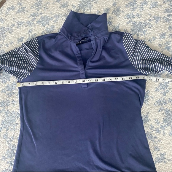 Nike Golf Dry-Fit Quarter Snap Blue Striped Long Sleeve Top Size Large - Picture 8 of 9